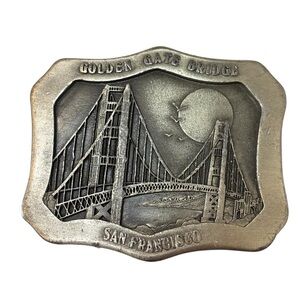Vintage 1977 Golden Gate Bridge San Francisco Belt Buckle By Indiana Metalcraft